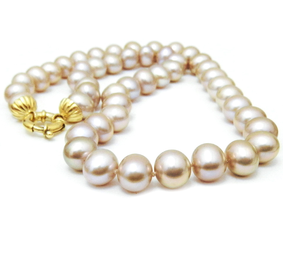 Peach Gold 9.8-10mm Pearl Necklace, Pearlescence